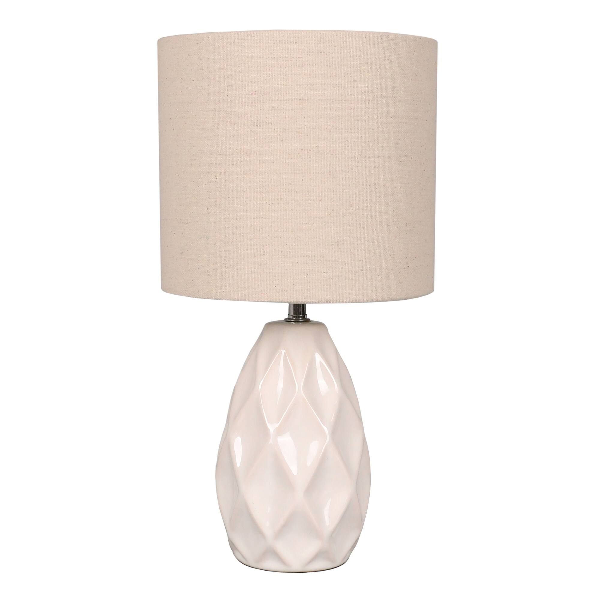 14.5" White Table Lamp with Natural Fabric Shade by Ashland®